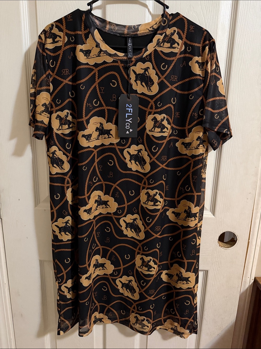 2F LyCo Women's Black & Gold Short-Sleeve Dress